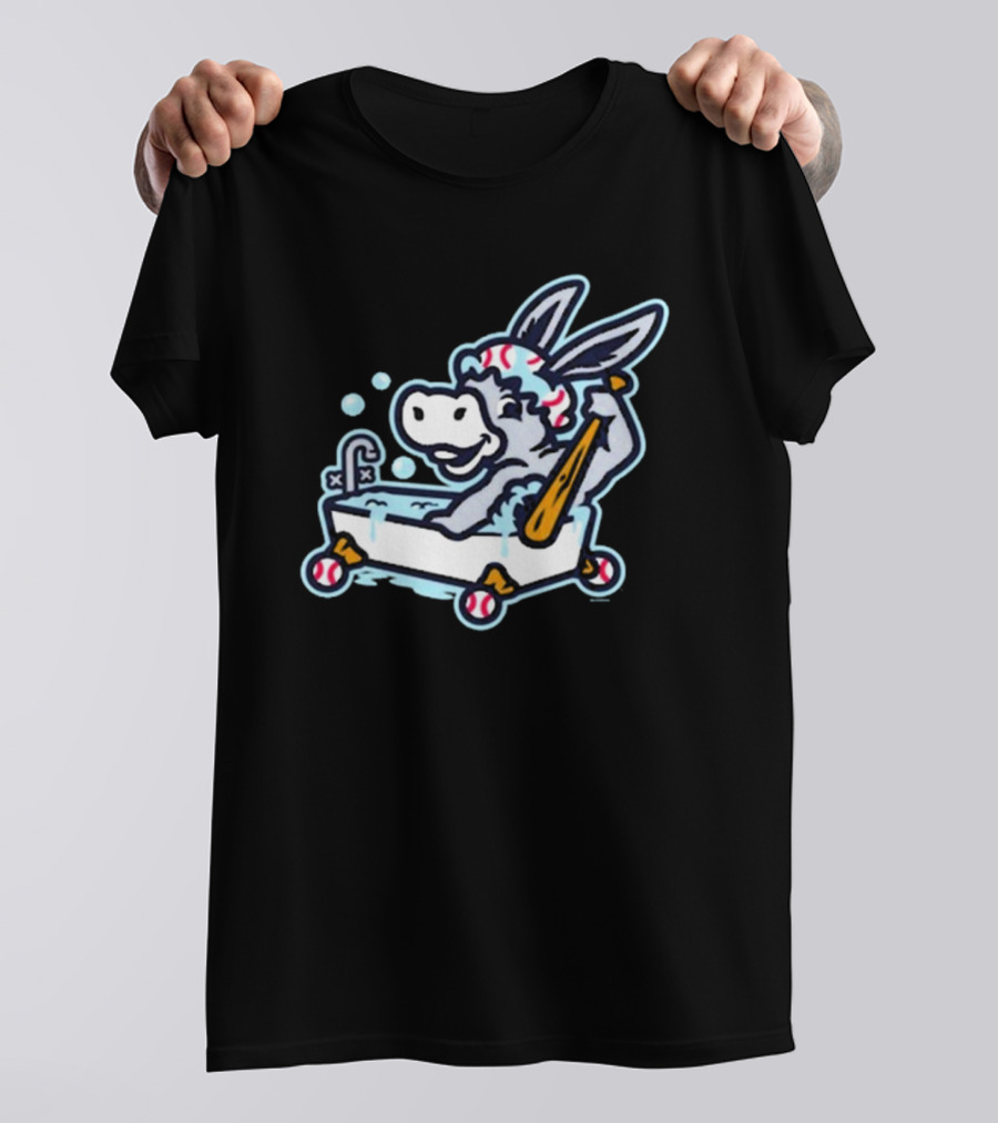 Binghamton Bathtub Donkeys Riding Bathtub Baseball Bats Binghamton Rumble Ponies T-Shirt