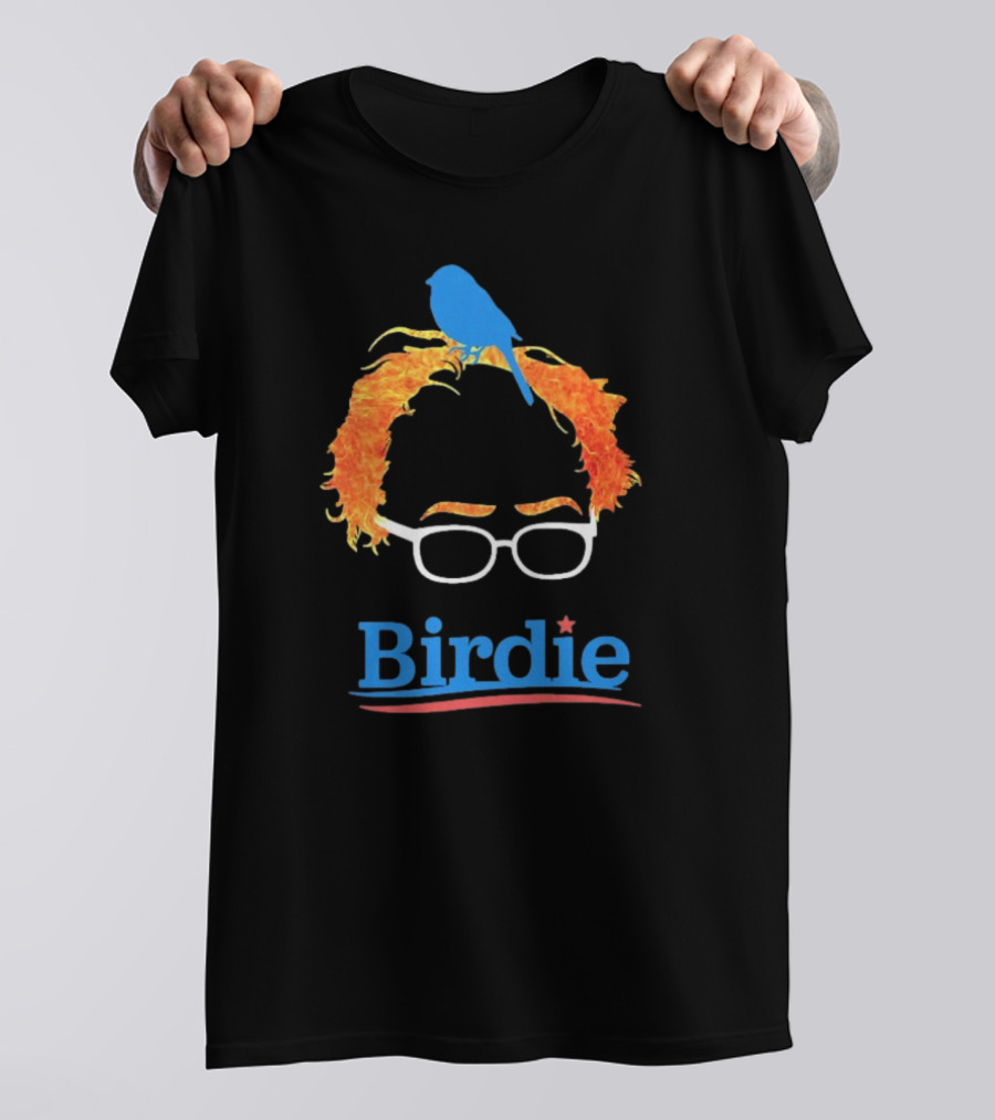 Birdie Sanders Blue Bird With Glasses And Orange Hair T-Shirt