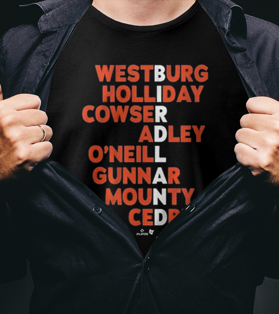 WESTBURG HOLLIDAY COWSER ADLEY O'NEILL GUNNAR MOUNTY CEDRIC BIRDLAND 2025 T-Shirt