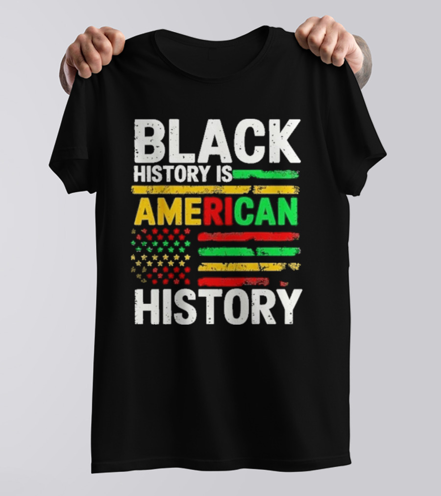 Black History Is American History Vintage Flag Design T-Shirt