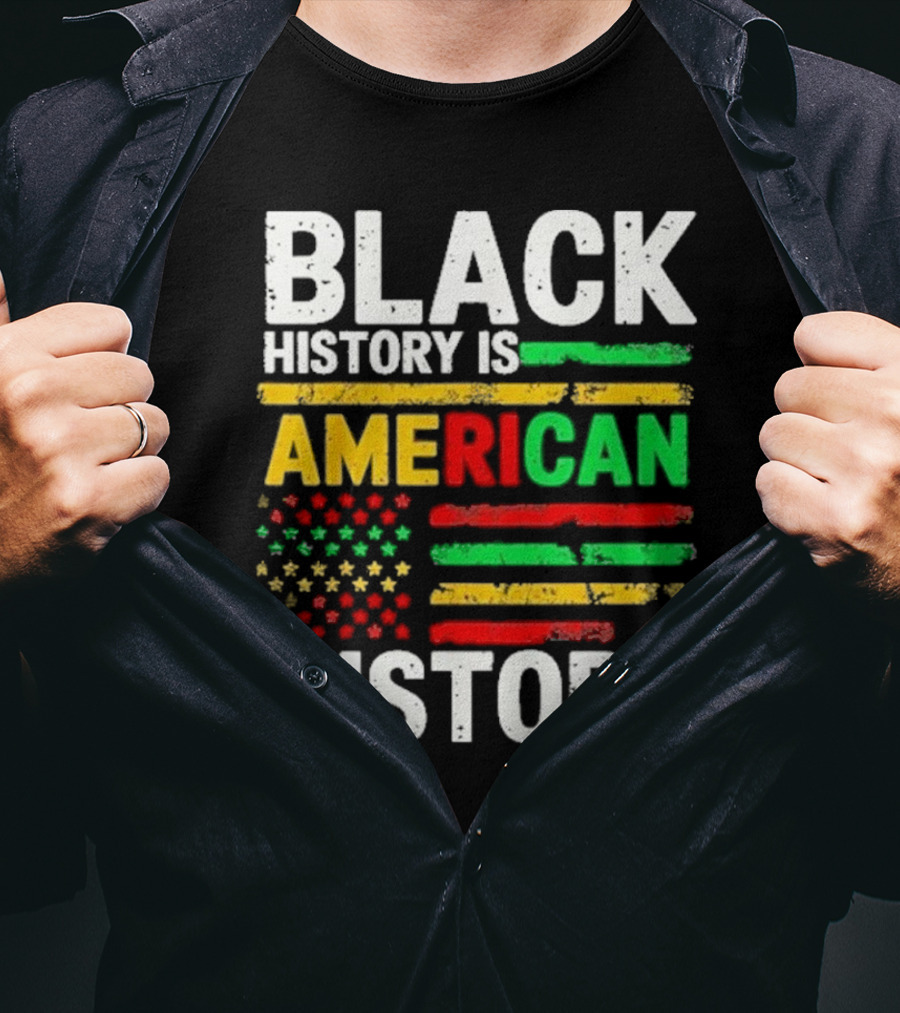 Black History Is American History Vintage Flag Design T-Shirt