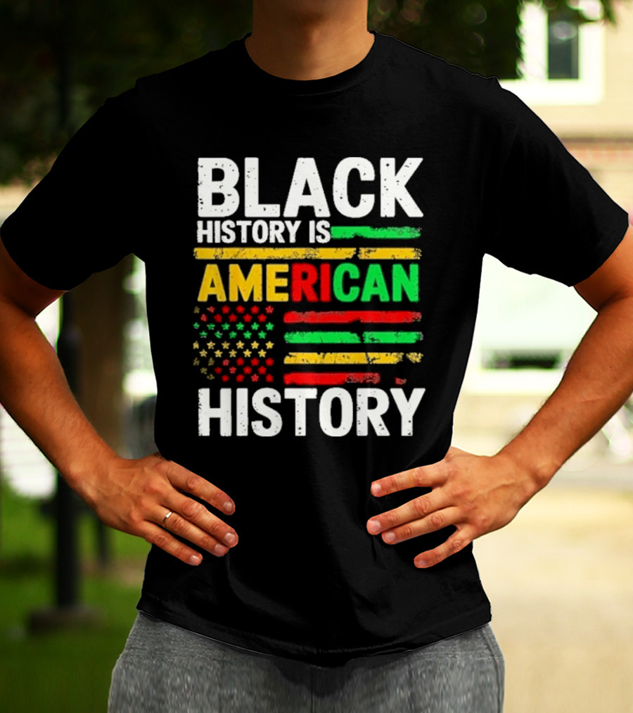 Black History Is American History Vintage Flag Design T-Shirt