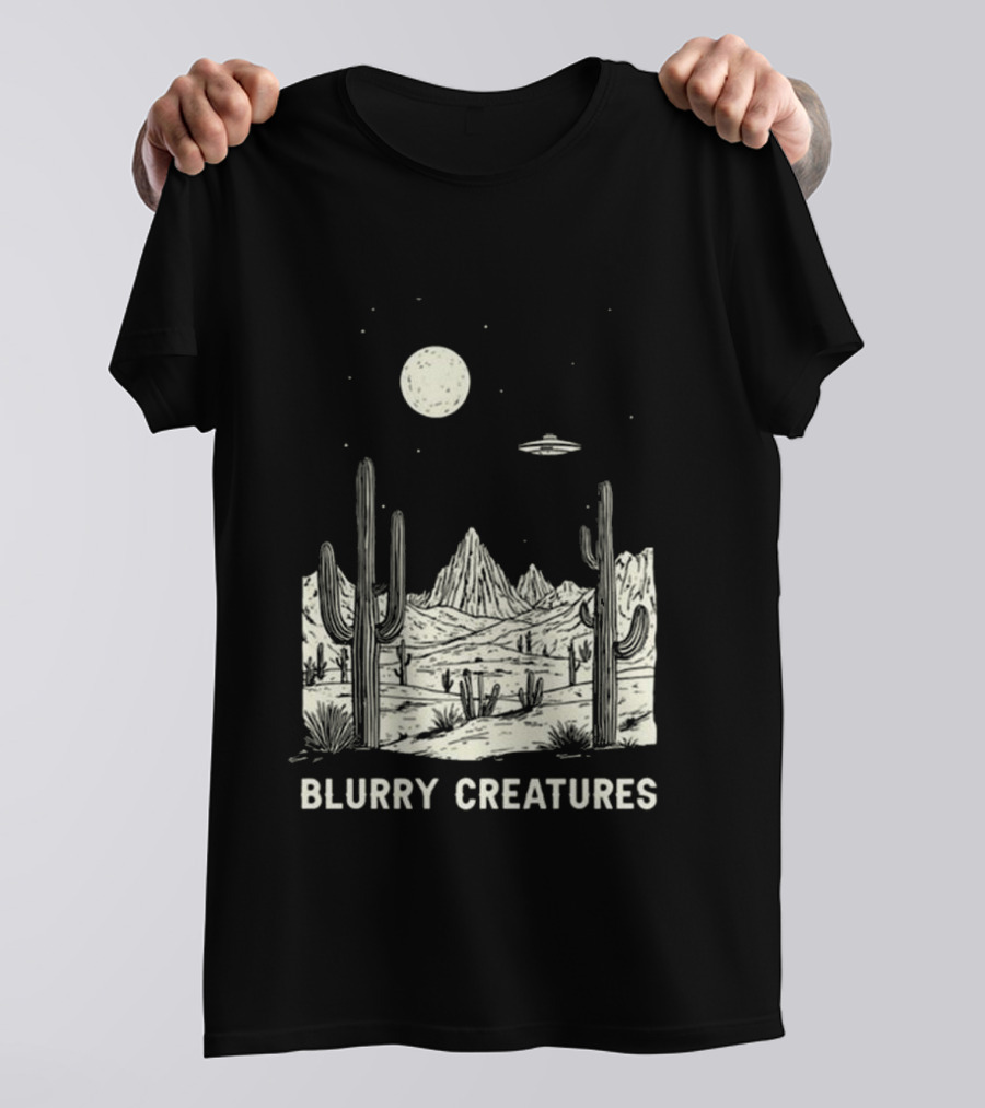 Blurry Creatures Desert Nights UFO Cactus Moon T-Shirt