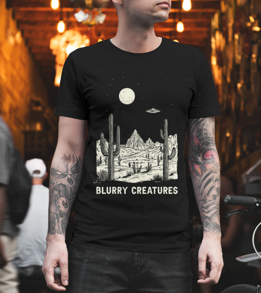 Blurry Creatures Desert Nights UFO Cactus Moon T-Shirt