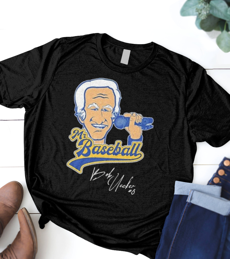 Mr Baseball Bob Uecker UECK Microphone Illustration T-Shirt