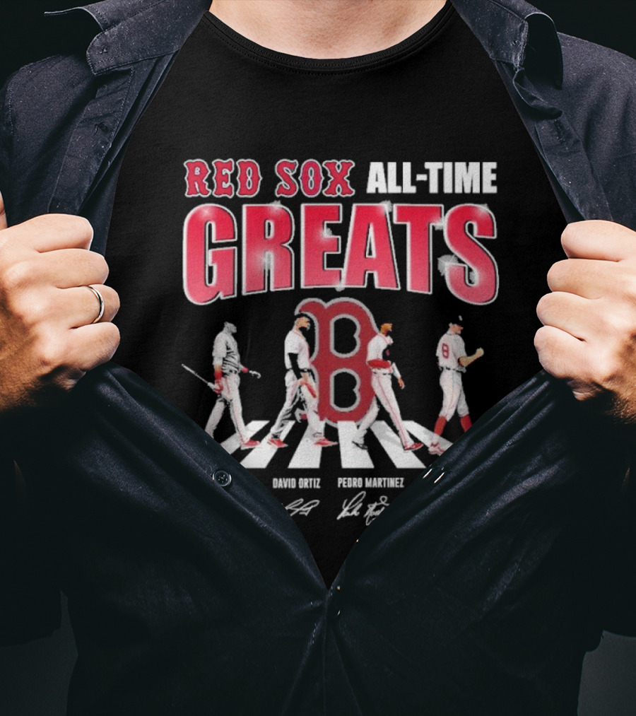 Red Sox All-Time Greats Ted Williams David Ortiz Pedro Martínez Carl Yastrzemski Signatures T-Shirt