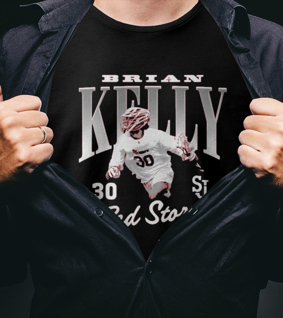 Brian Kelly Illustrated 30 St. John’s Red Storm Men’s Lacrosse NCAA Division I T-Shirt