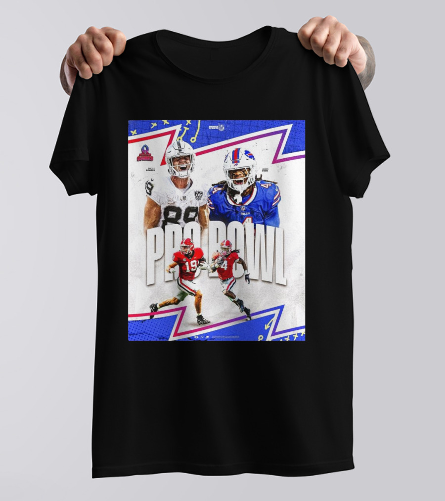 Brock Bowers Las Vegas Raiders And James Cook Buffalo Bills 2025 Pro Bowl Games NFL T-Shirt
