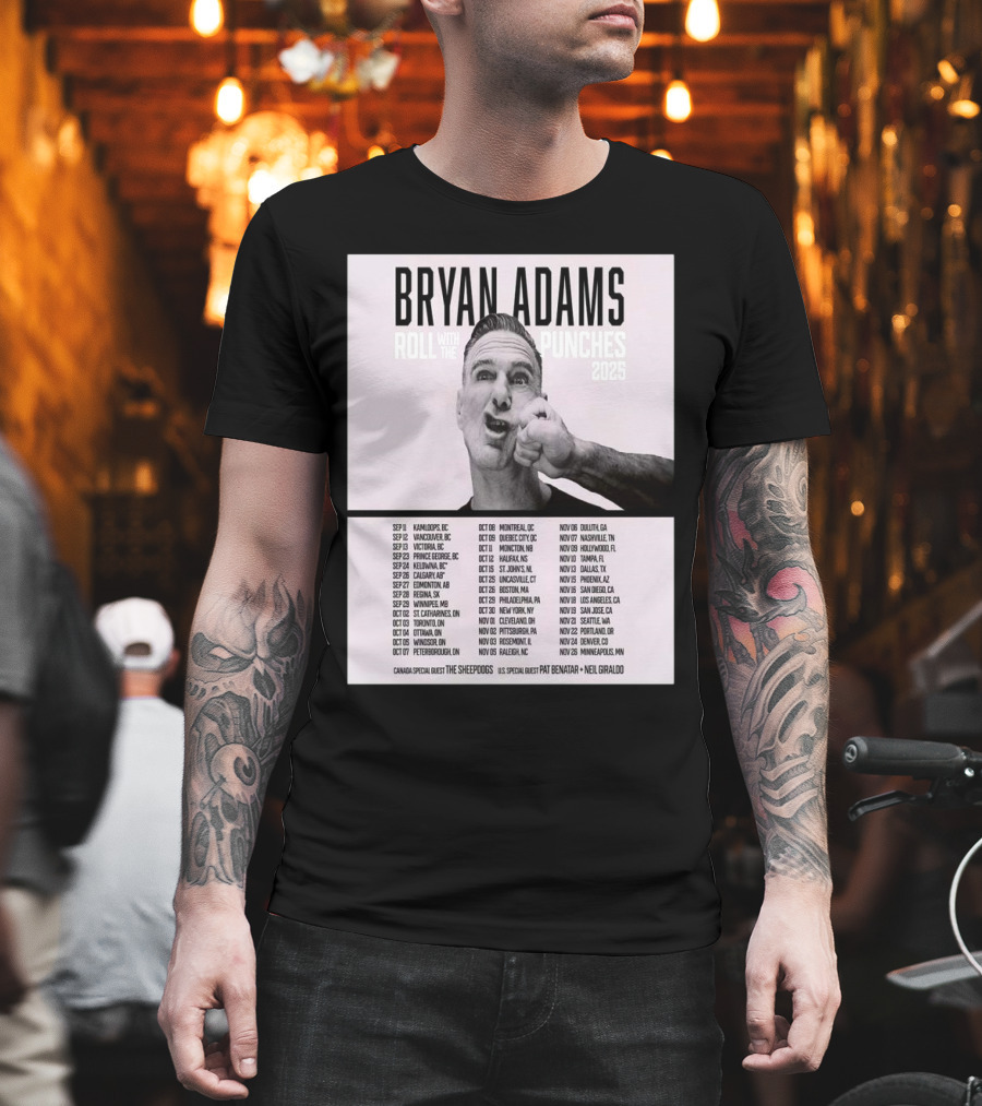 Bryan Adams Roll With The Punches 2025 North America Tour T-Shirt