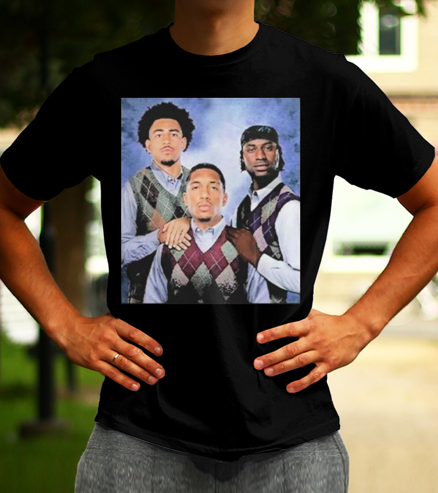 Bryce Young Chuba Hubbard Xavier Legette Vintage Argyle Sweater Step Brothers Look T-Shirt