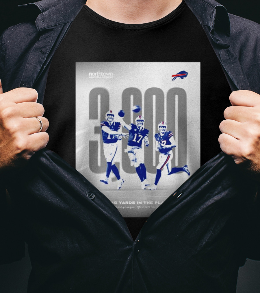 Buffalo Bills 3000 Passing Yards In The Playoffs Third-Youngest QB In NFL History T-Shirt