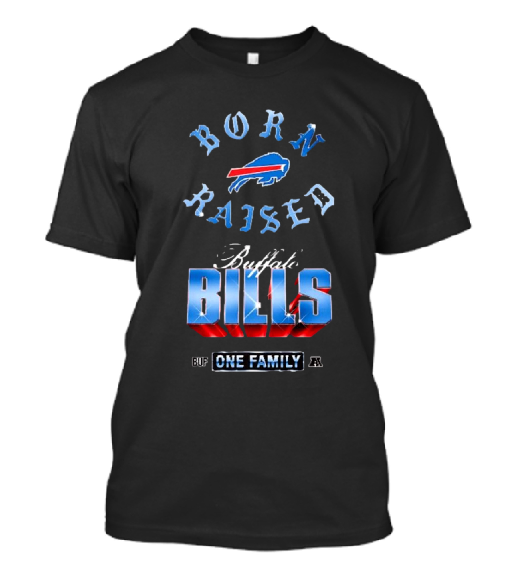 Buffalo Bills Born X Raised BUF One Family Chrome Rocker T-Shirt