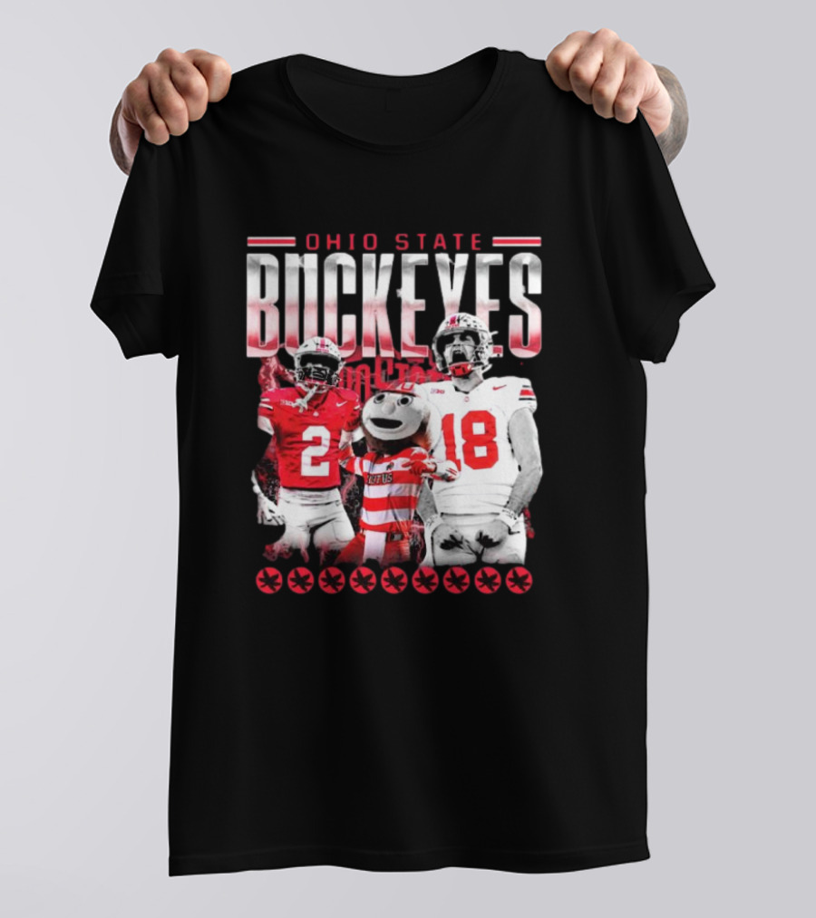 Caleb Downs X Will Howard Ohio State Buckeyes Mascot Graphic T-Shirt