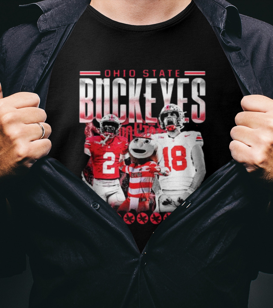 Caleb Downs X Will Howard Ohio State Buckeyes Mascot Graphic T-Shirt
