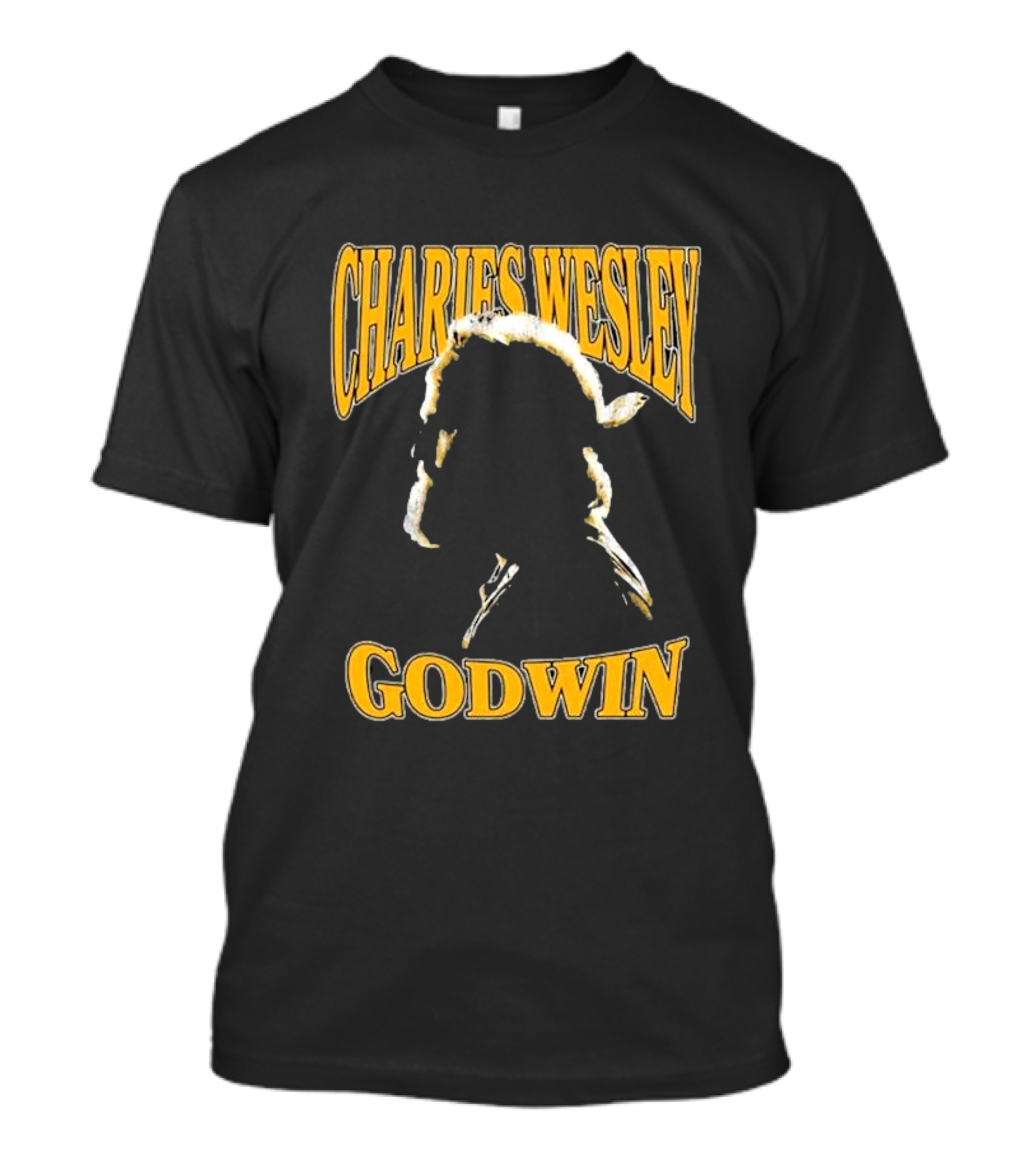 Charles Wesley Godwin CWG Silhouette Bold Yellow Text T-Shirt