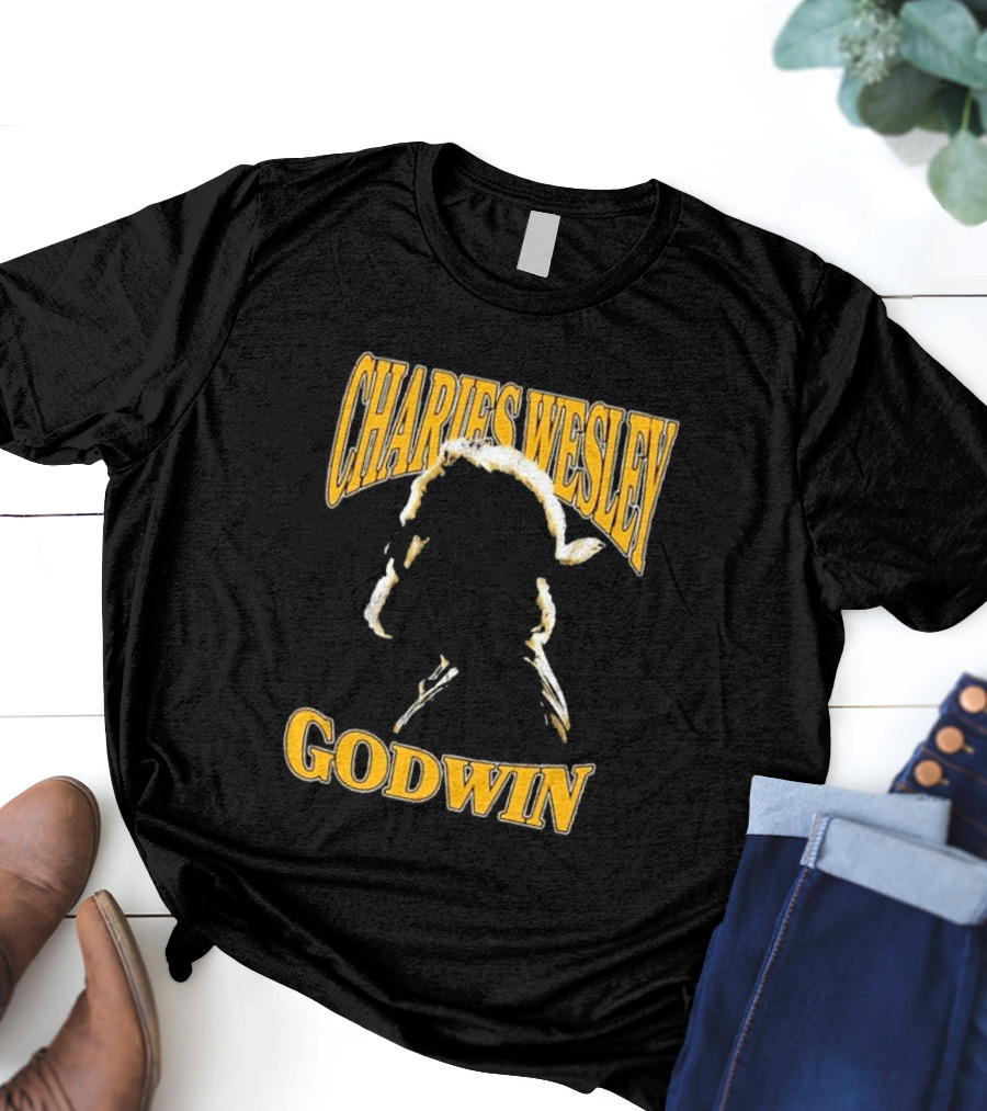 Charles Wesley Godwin CWG Silhouette Bold Yellow Text T-Shirt