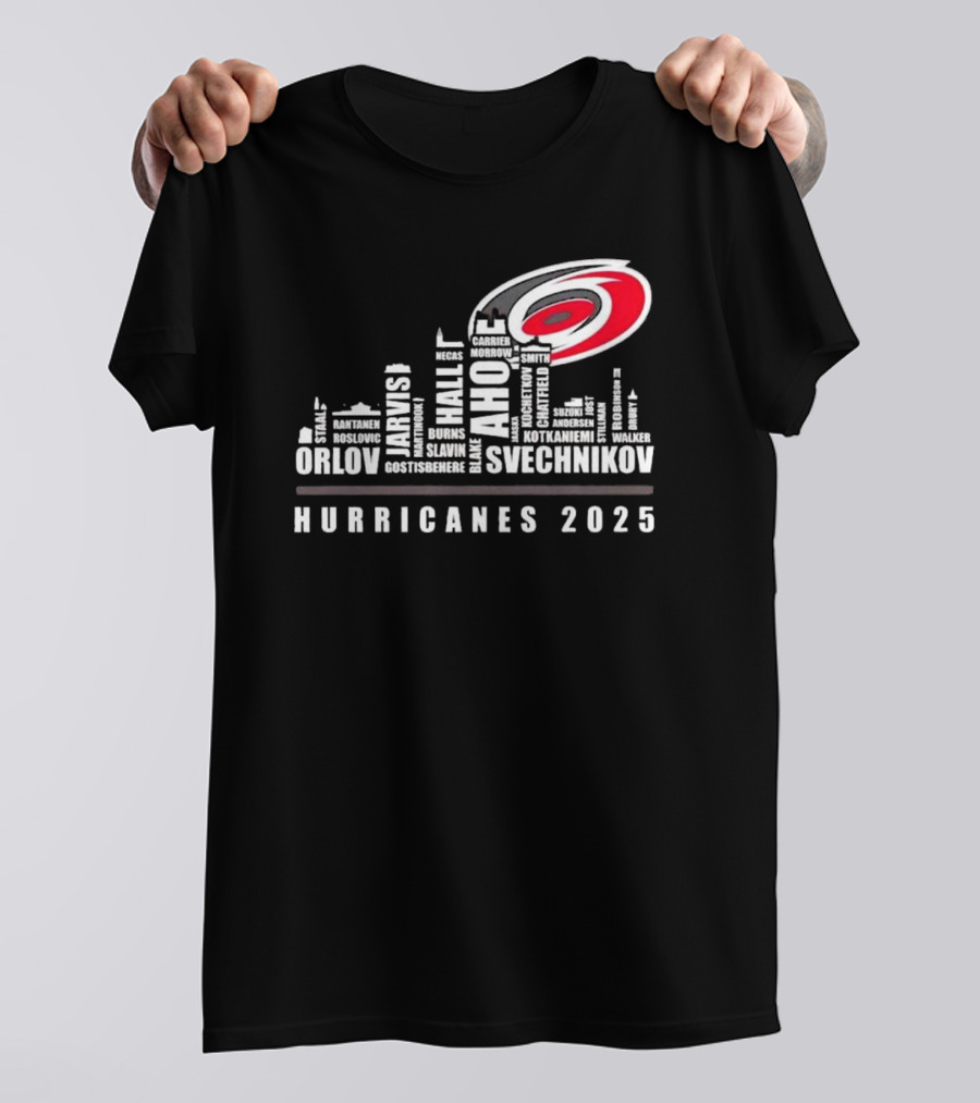 Carolina Hurricanes 2025 Players Names City Skyline T-Shirt