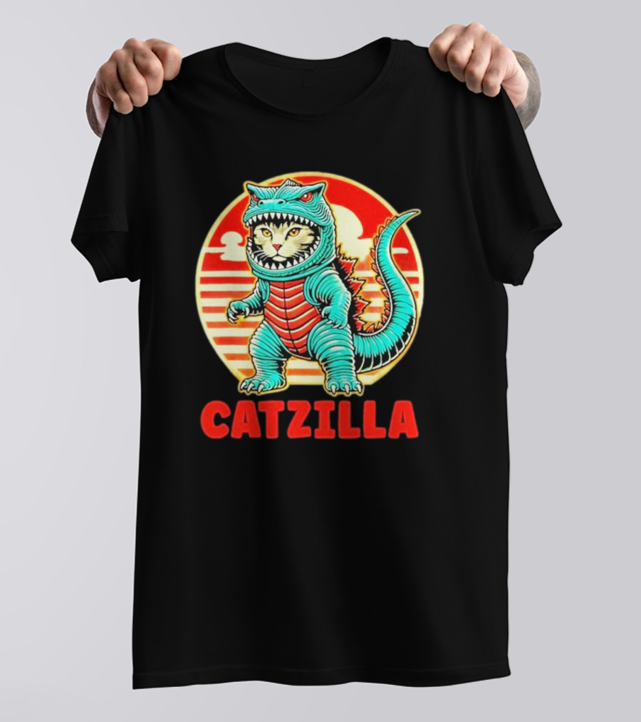 Cat Catzilla Cat Mom Cat Dad T-Shirt