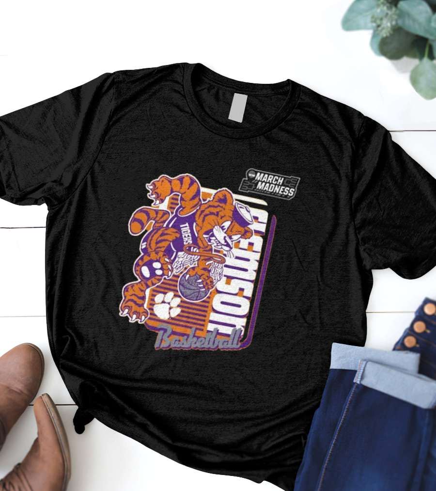 Clemson Basketball March Madness Dunking Tiger Mascot T-Shirt