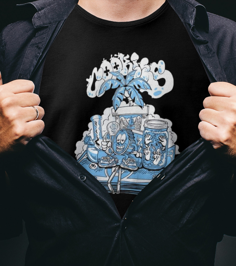 Cookiessf Laid Back Smoking Character With Money And Marijuana Elements T-Shirt