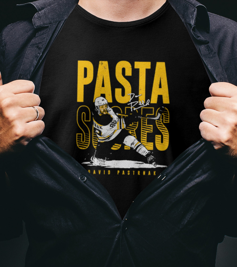 David Pastrnak Boston Bruins NHL Hockey Pasta Scores Signature Vintage T-Shirt