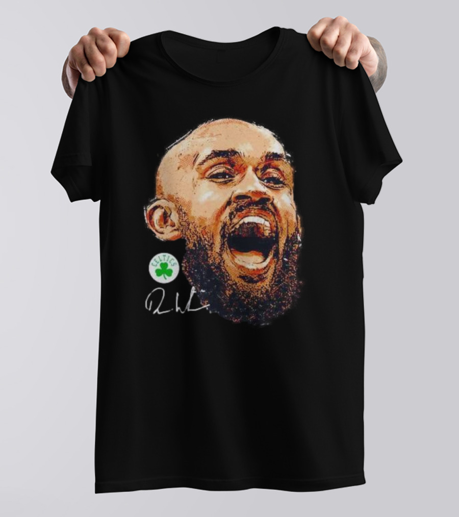 Derrick White Boston Celtics Portrait Signature T-Shirt