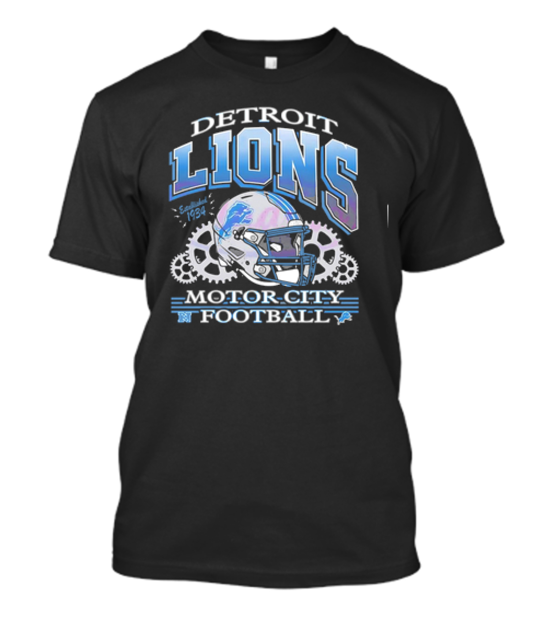 Detroit Lions Motor City Football Helmet Vintage Logo T-Shirt