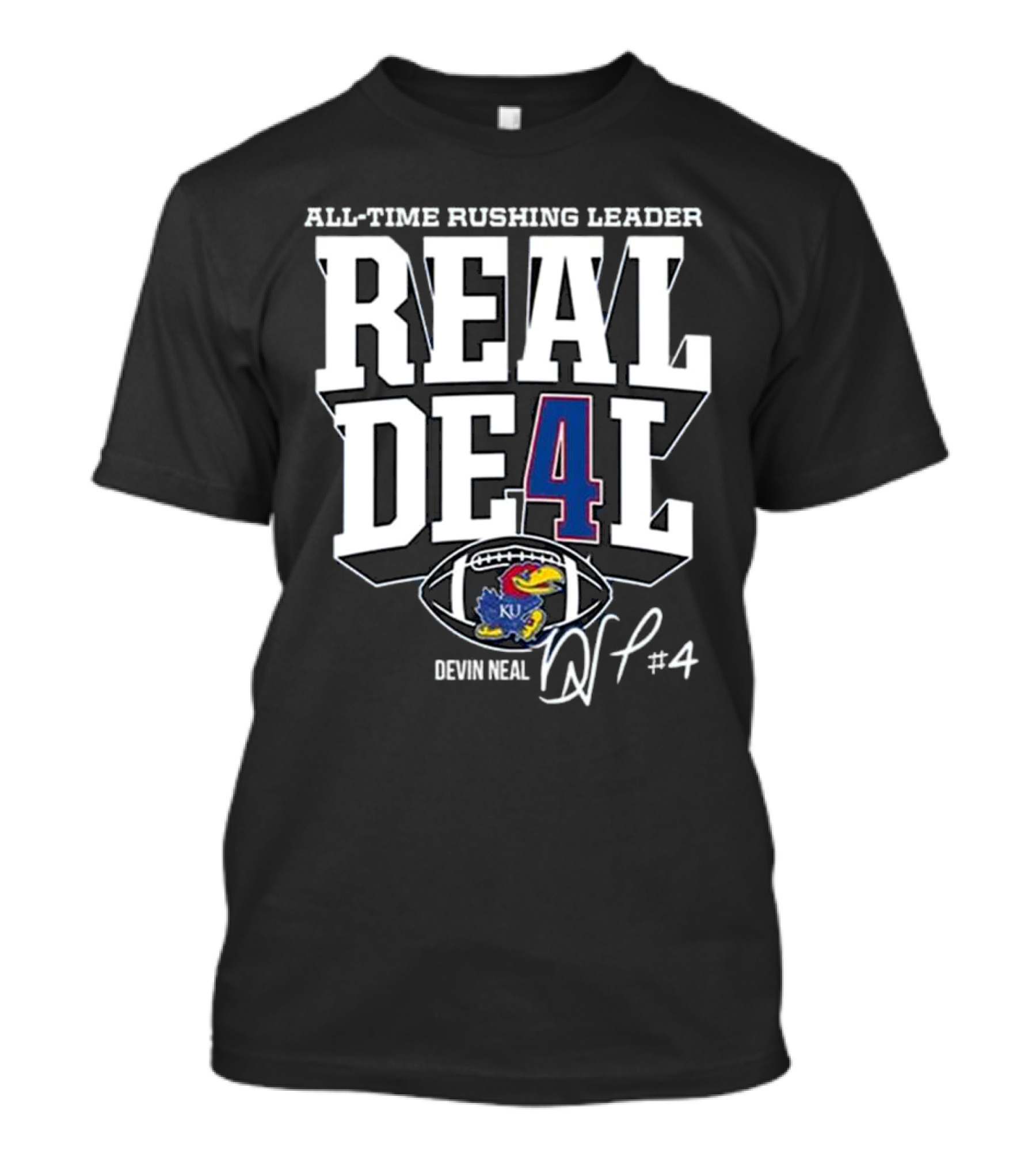 Devin Neal Jayhawks All-Time Rushing Leader Real Deal T-Shirt