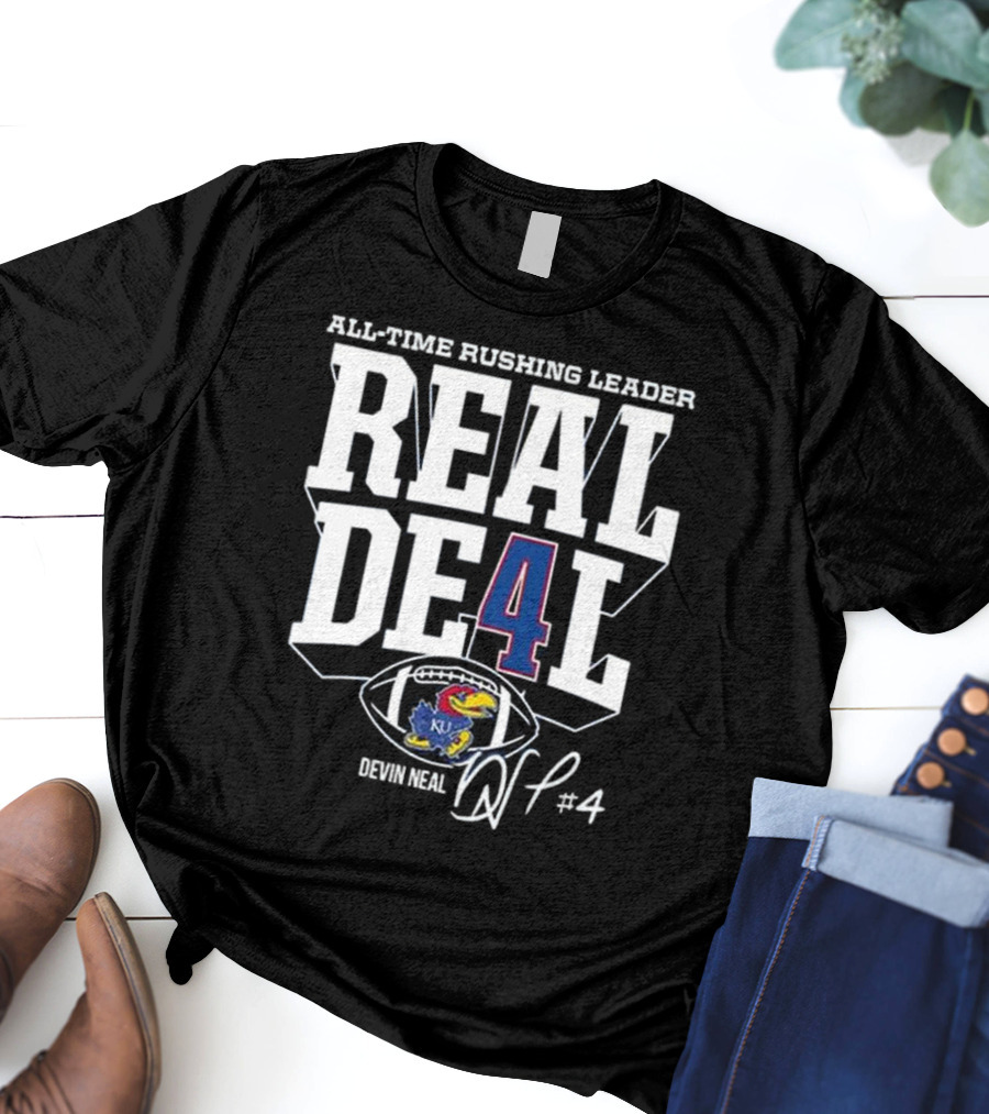 Devin Neal Jayhawks All-Time Rushing Leader Real Deal T-Shirt