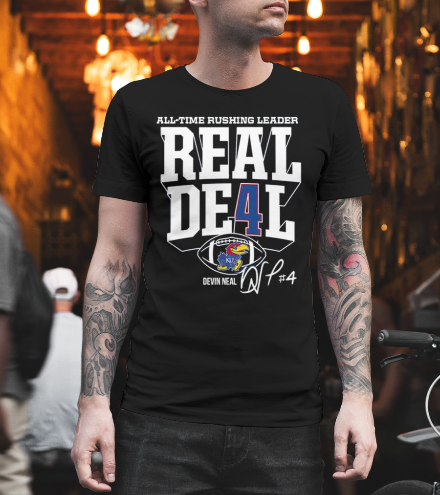 Devin Neal Jayhawks All-Time Rushing Leader Real Deal T-Shirt