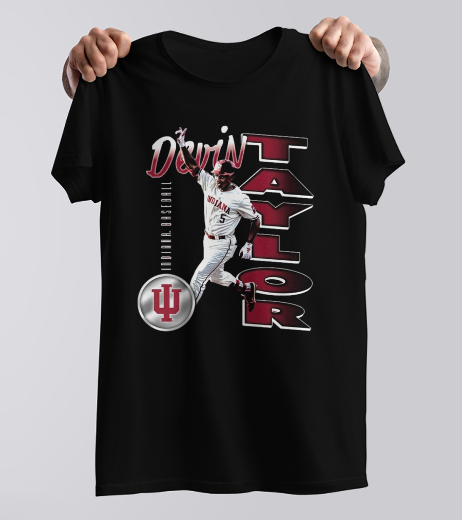 Devin Taylor Illustrated Indiana Hoosiers Baseball NCAA 2025 Graphic T-Shirt