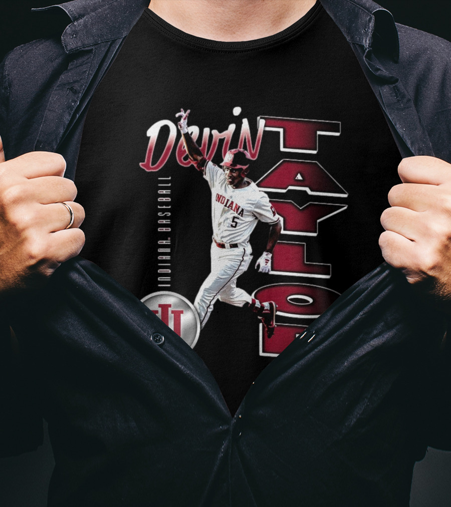Devin Taylor Illustrated Indiana Hoosiers Baseball NCAA 2025 Graphic T-Shirt