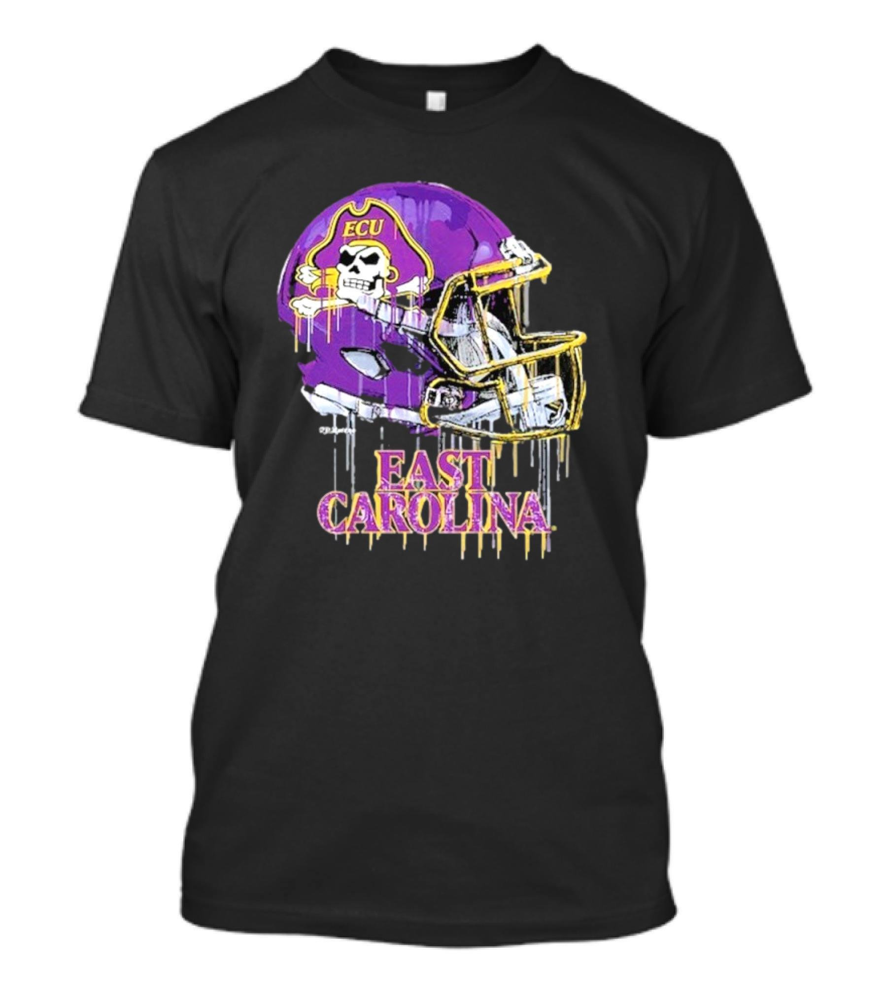 ECU Pirates Dripping Football Helmet T-Shirt