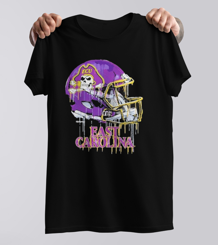 ECU Pirates Dripping Football Helmet T-Shirt