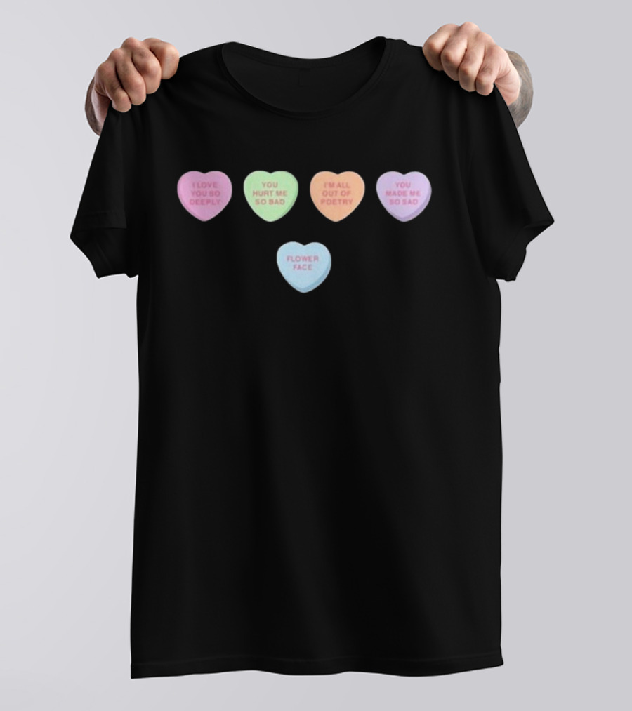 Flower Facem Candy Hearts T-Shirt