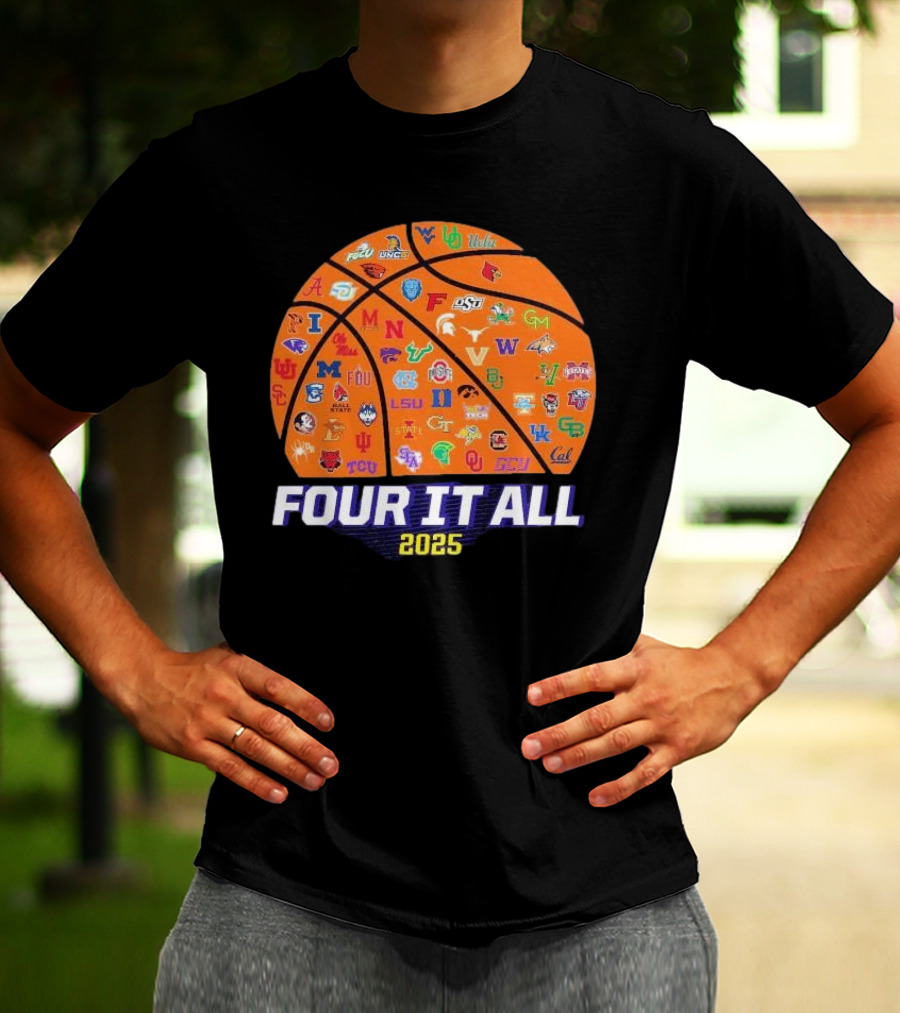 Four It All March Madness 2025 Women’s Basketball Logos T-Shirt