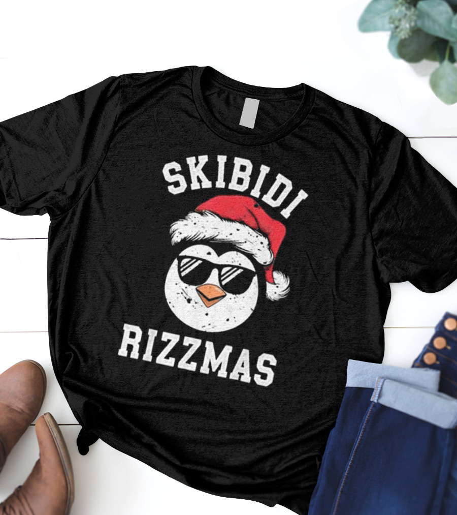 Funny Christmas Penguin Skibidi Rizzmas Merry Rizzmas T-Shirt