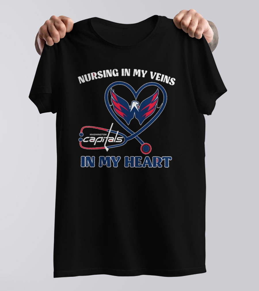 Funny Nursing In My Veins Washington Hockey In My Heart T-Shirt