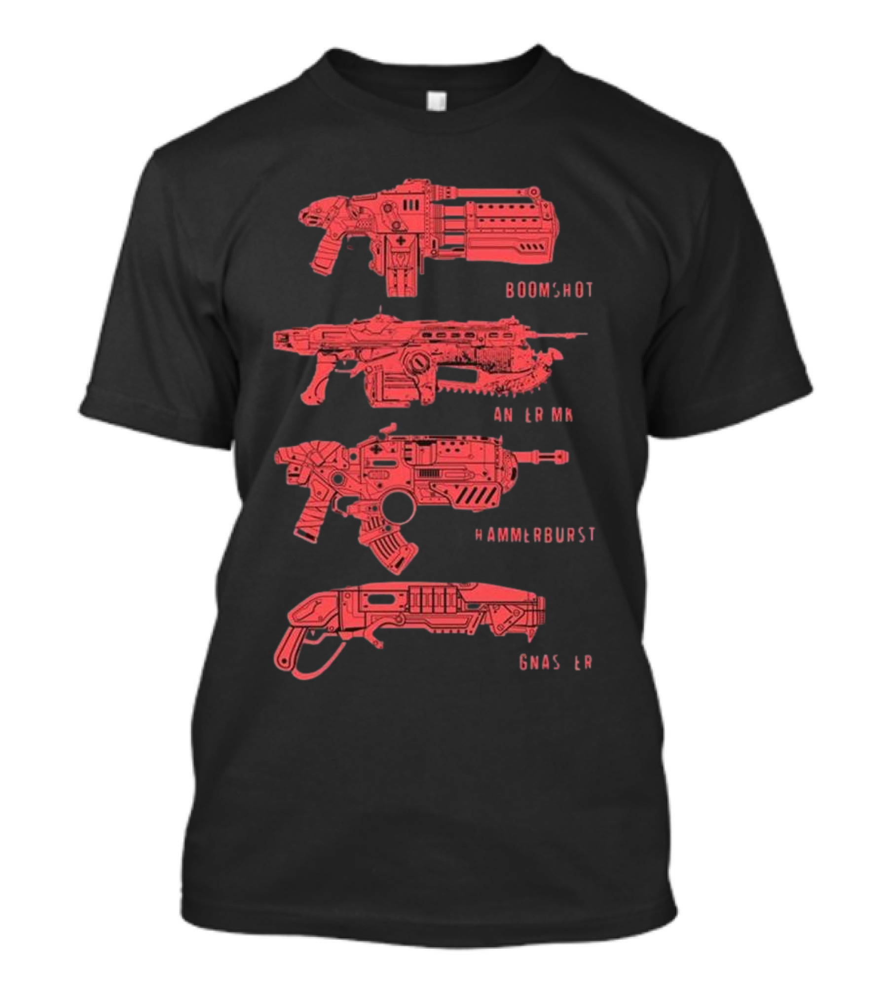 Gears Of War Boomshot Lancer Mk II Hammerburst Gnasher Weapon Stack T-Shirt
