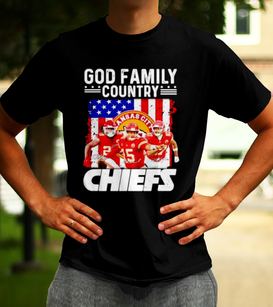 God Family Country Kansas City Chiefs Signatures T-Shirt