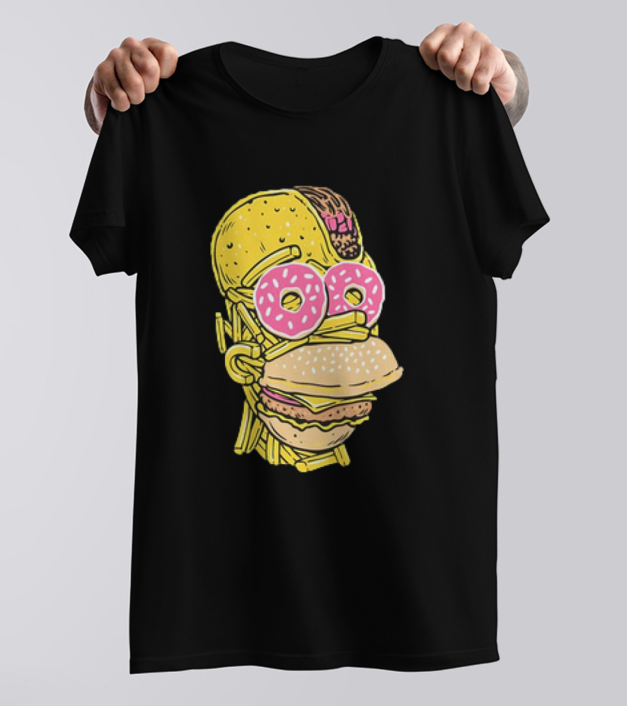 Homer Simpson And Junk Food Snack Head T-Shirt