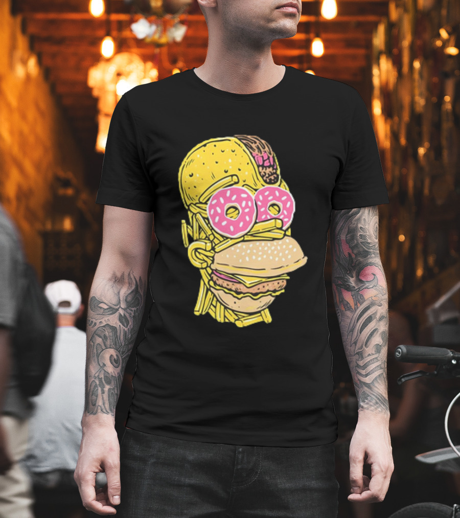 Homer Simpson And Junk Food Snack Head T-Shirt
