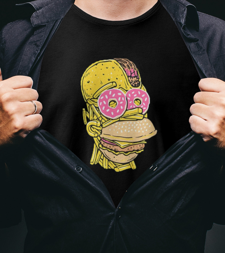 Homer Simpson And Junk Food Snack Head T-Shirt