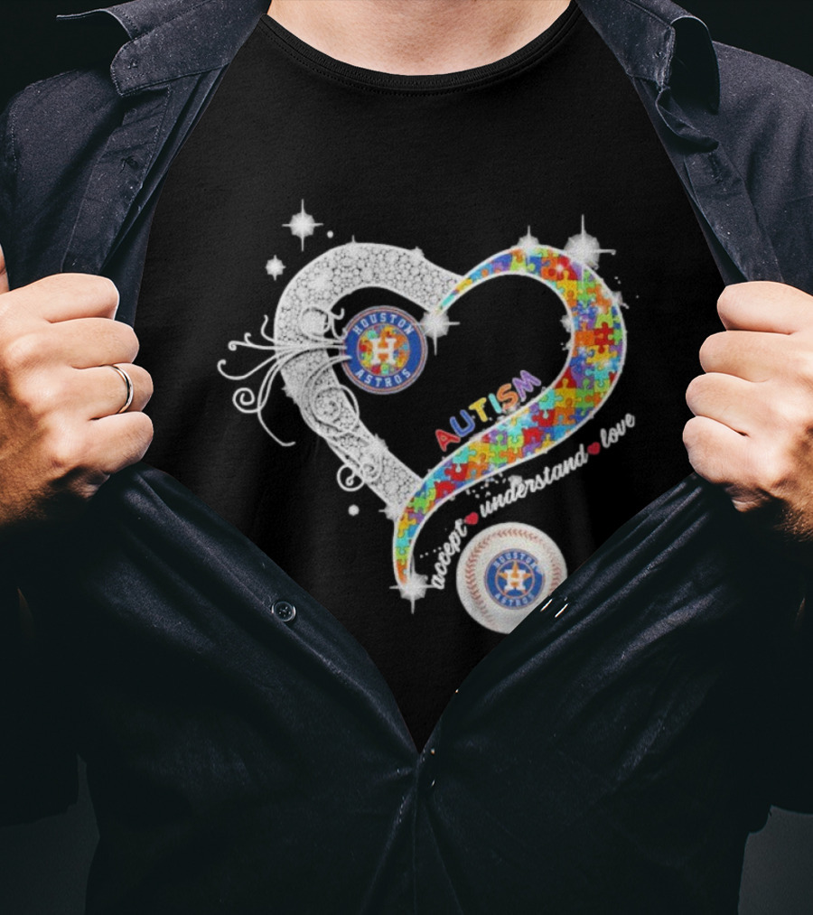 Houston Astros Autism Heart Accept Understand Love T-Shirt