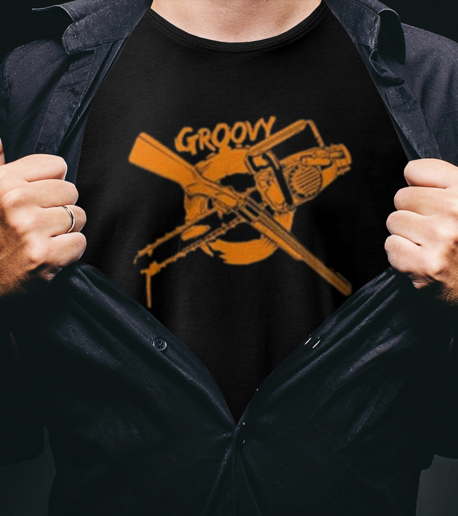 Groovy Chainsaw And Boomstick Shotgun T-Shirt