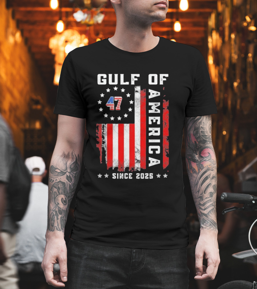 Gulf Of USA America Vintage USA Flag Grunged 2025 T-Shirt