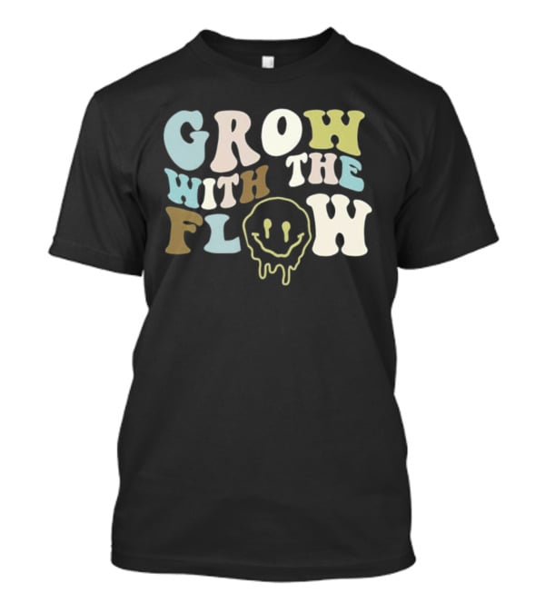 Grow With The Flow Boho Peace Smiley Face T-Shirt