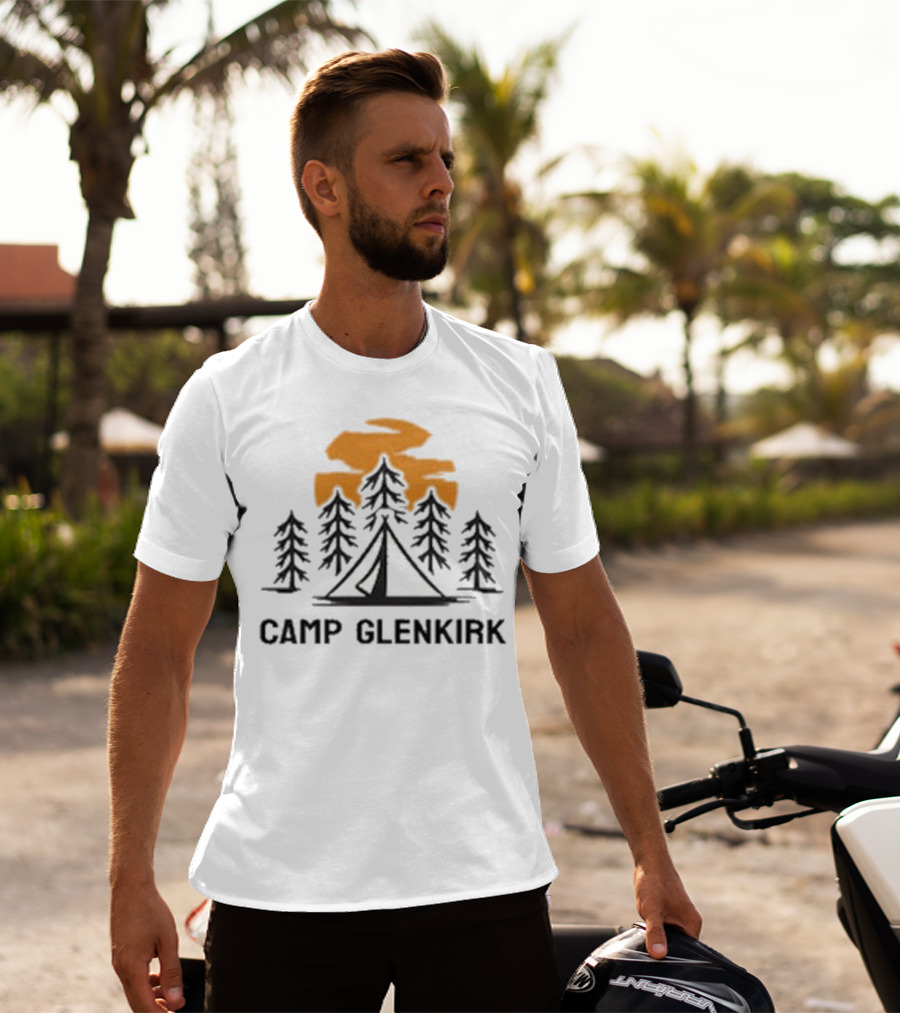Camp Glenkirk Scenic Tent And Forest Sunset T-Shirt