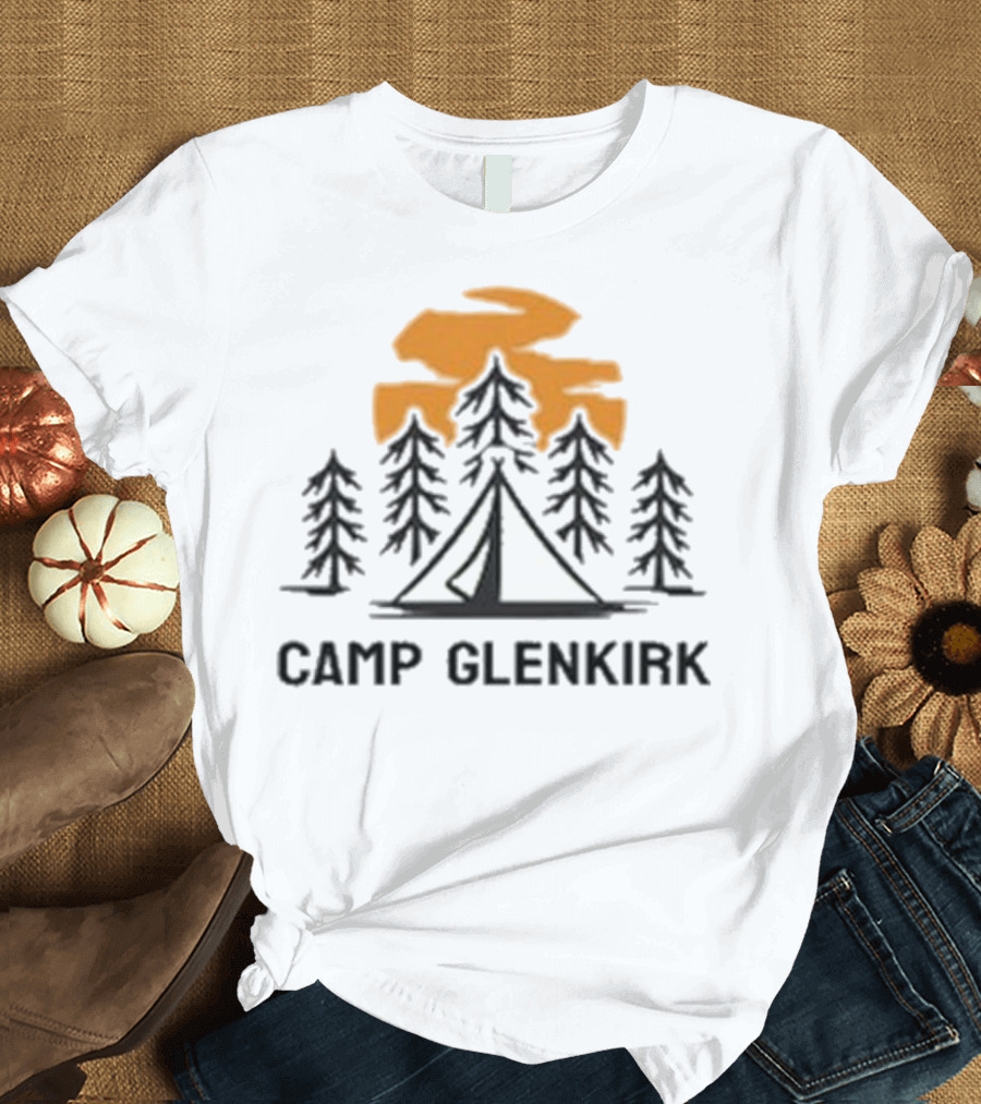 Camp Glenkirk Scenic Tent And Forest Sunset T-Shirt