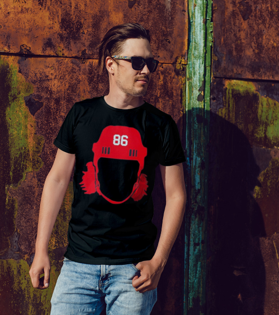 Spittin Chiclets 86 New Jersey Devils Hockey Helmet T-Shirt